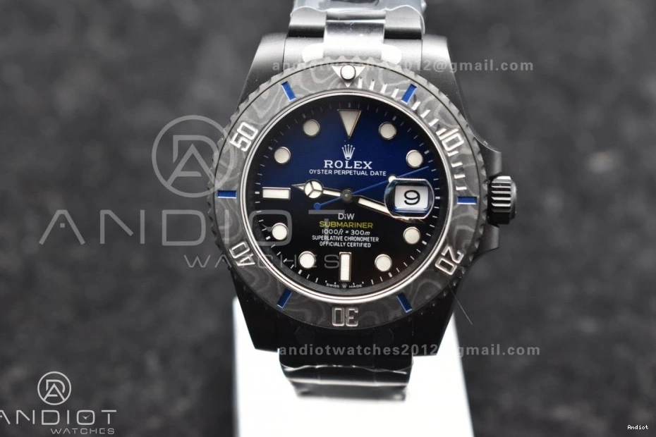 Sandblasted DIW Bracelet Dial Best Edition DLC on VS3135 Blue Submariner VSF 1:1 DLC Black 0117